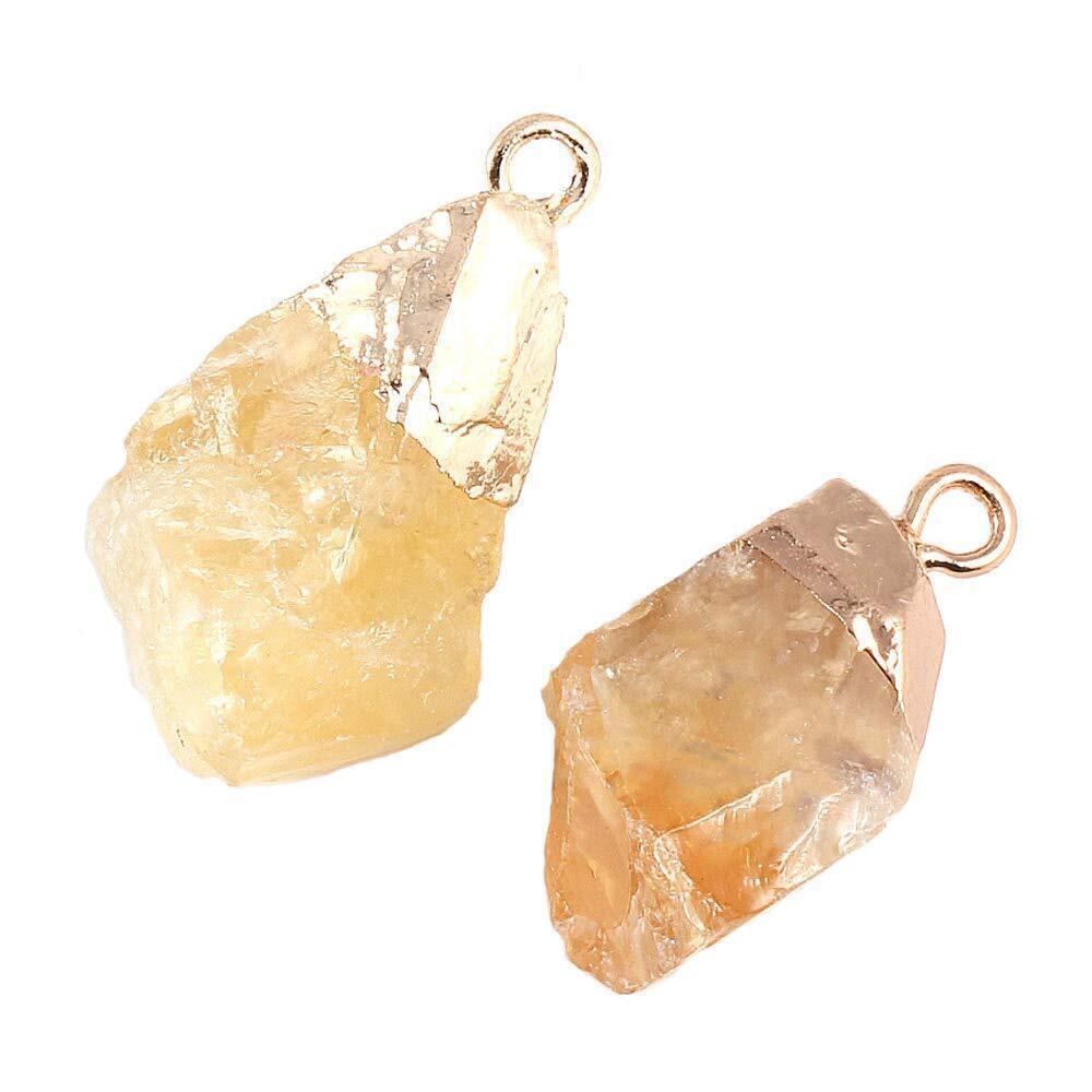 3777 3 Pcs Natural Citrine Stone Pendants Charms Irregular Yellow Healing